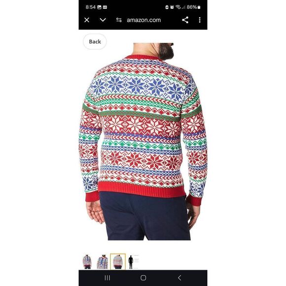 Large Blizzard Bay Mens Ugly Christmas Holiday Sweater Knit Pullover Tie Snowman - Picture 3 of 7